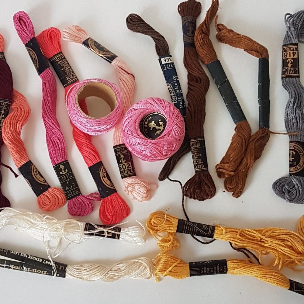 Assorted Vintage Embroidery Floss,  Corticelli, DMC, Anchor Coates and Co.